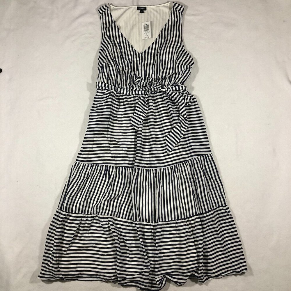 NEW Torrid Womens 1 14/16 1X Striped Tank dress Tie Belt Waist Nautical NWT $70